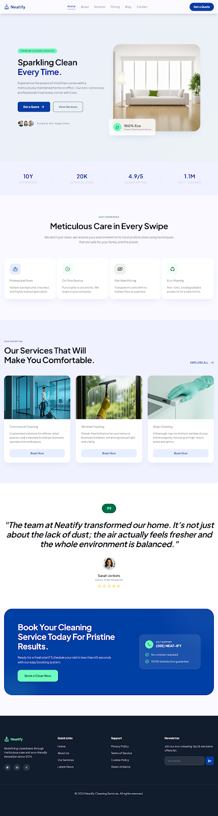 Neatify — Cleaning Service Website