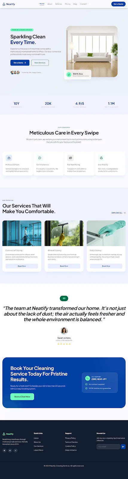 Neatify Cleaning website built by Eymonk