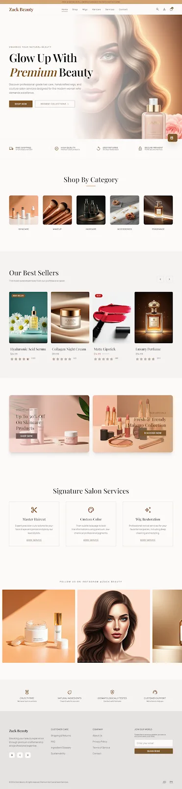 Zack Beauty Salon website by Eymonk